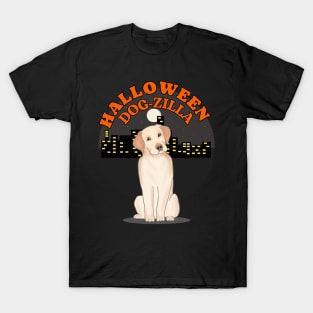 Cute Halloween yellow labrador dog as Dog-Zilla T-Shirt